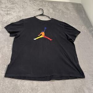 Jordan Shirt Mens XL Black Multicolor Jumpman Graphic Tee AQ2366 00A Basketball